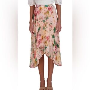 BCBGMAXAZRIA Floral Pleated Midi Skirt